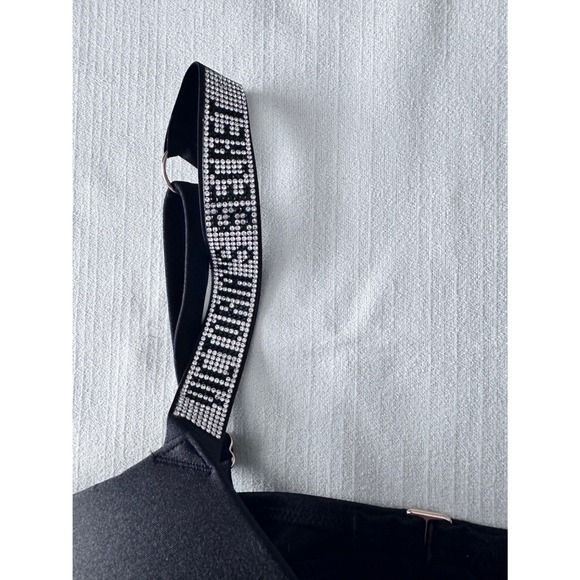 Victoria's Secret Shine Strap Push Up Bra 34DD Black Rhinestone Straps - Picture 5 of 8